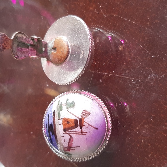 Holland sterling Delft earrings - Picture 2 of 3